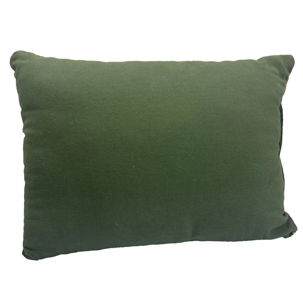 Vintage Christmas Tapestry Throw Accent Pillow Gold Green Back 15x11